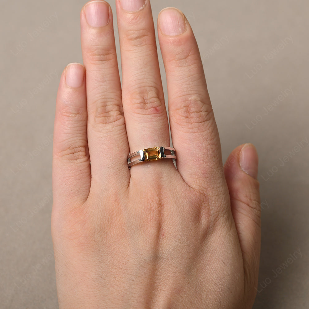 East West Citrine Solitaire Ring - LUO Jewelry