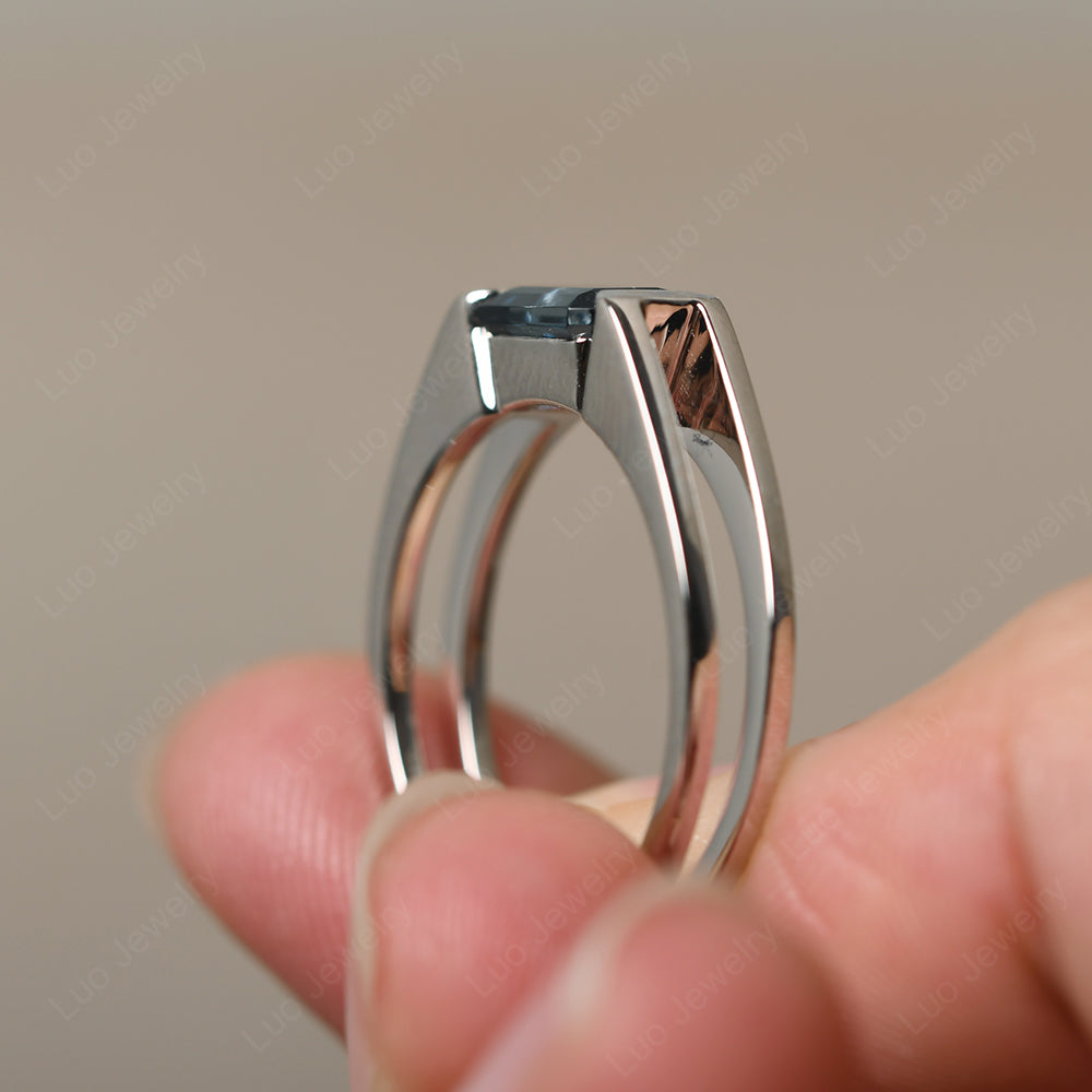 East West London Blue Topaz Solitaire Ring - LUO Jewelry