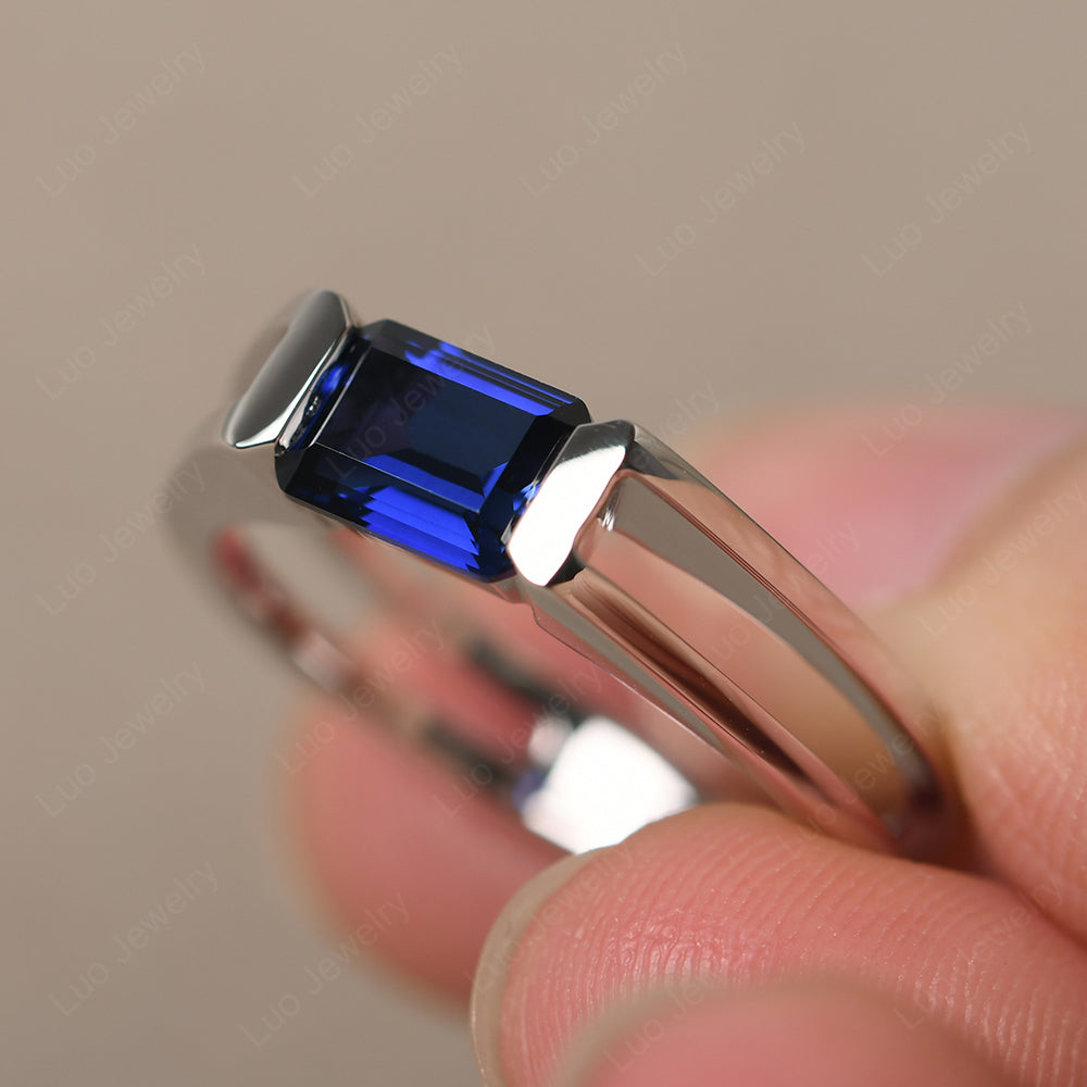 East West Sapphire Solitaire Ring - LUO Jewelry