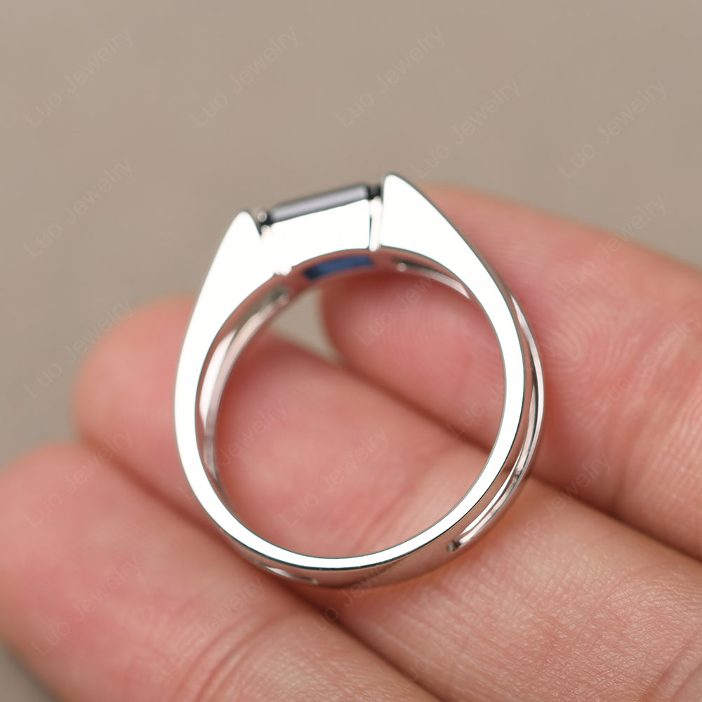 East West Sapphire Solitaire Ring - LUO Jewelry