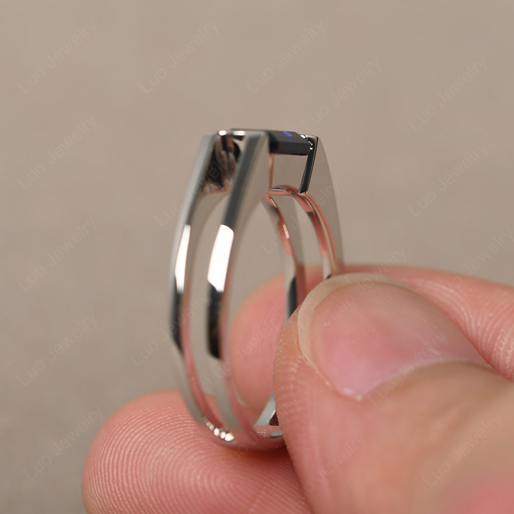 East West Sapphire Solitaire Ring - LUO Jewelry