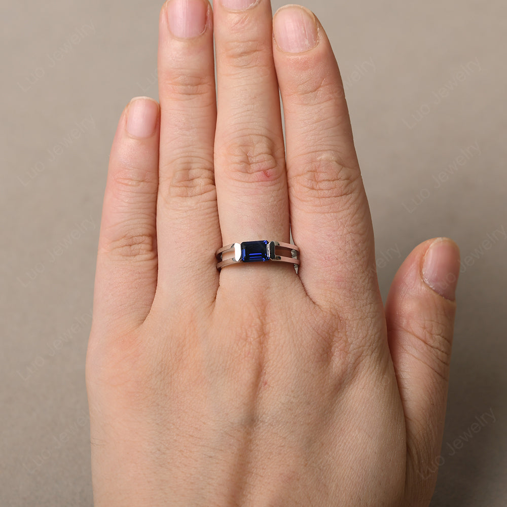 East West Sapphire Solitaire Ring - LUO Jewelry
