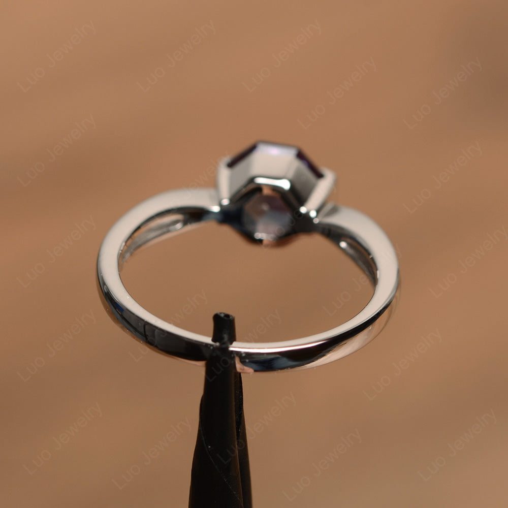 Octagon Cut Alexandrite Solitaire Engagement Ring - LUO Jewelry