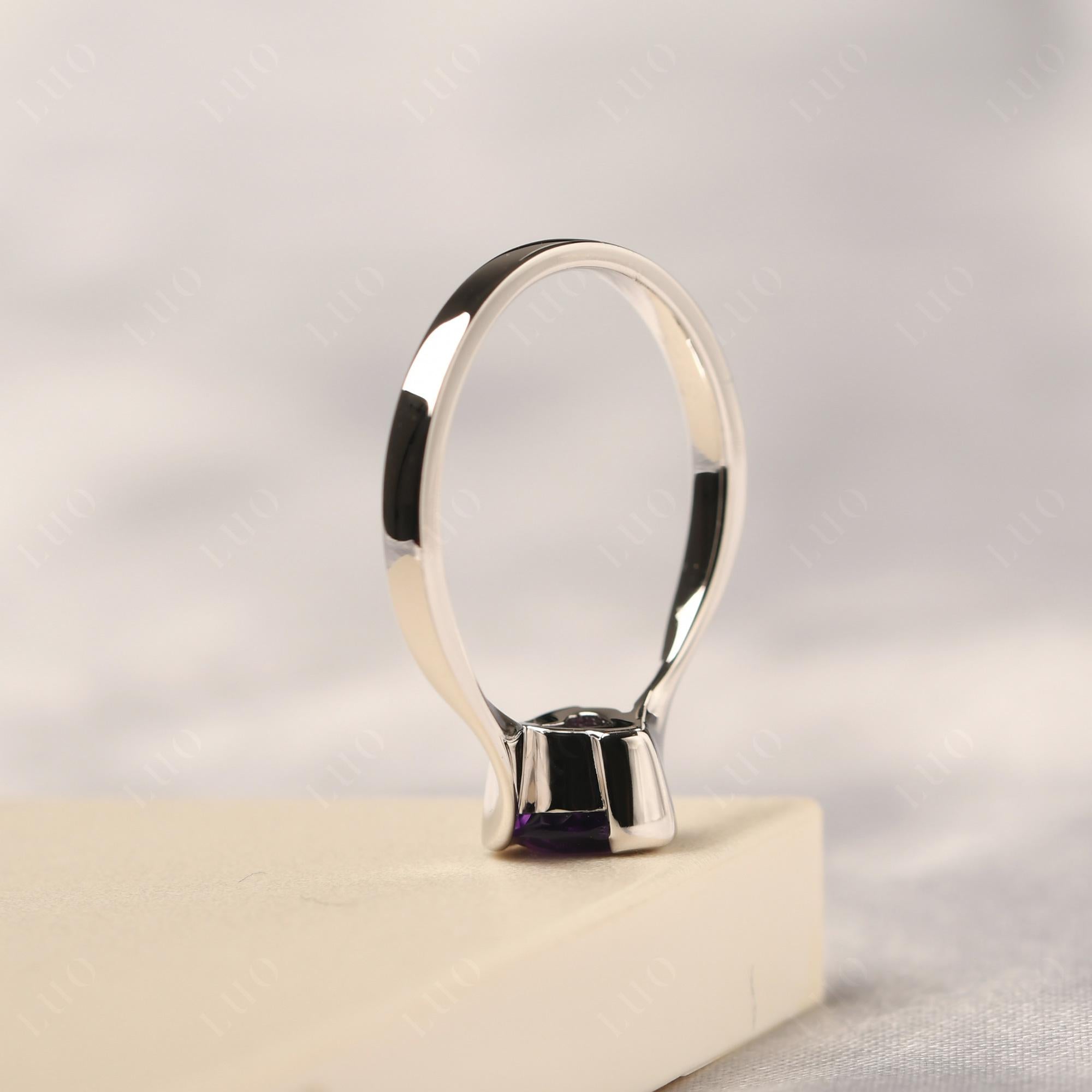 Heart Amethyst Solitaire Engagement Ring - LUO Jewelry