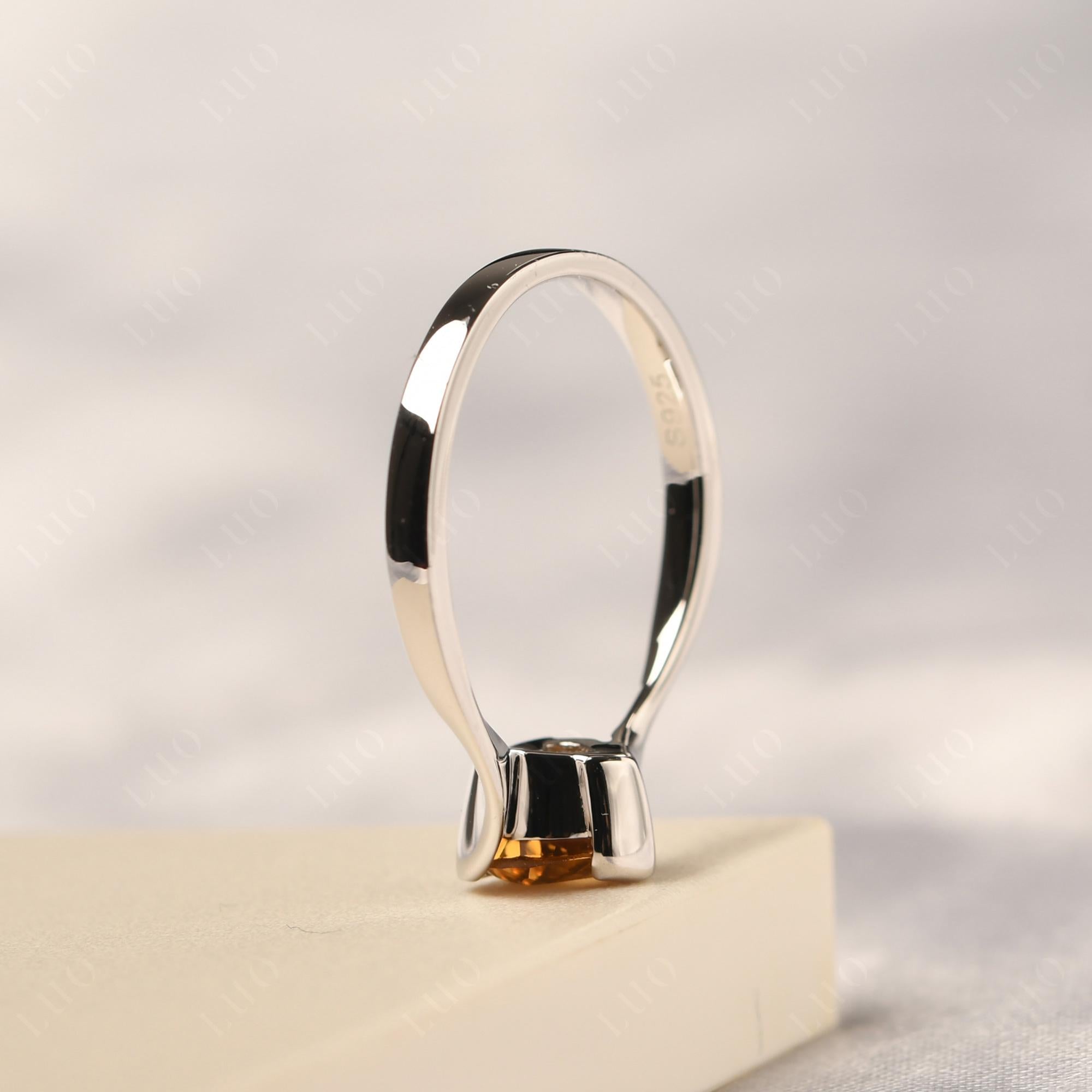 Heart Citrine Solitaire Engagement Ring - LUO Jewelry