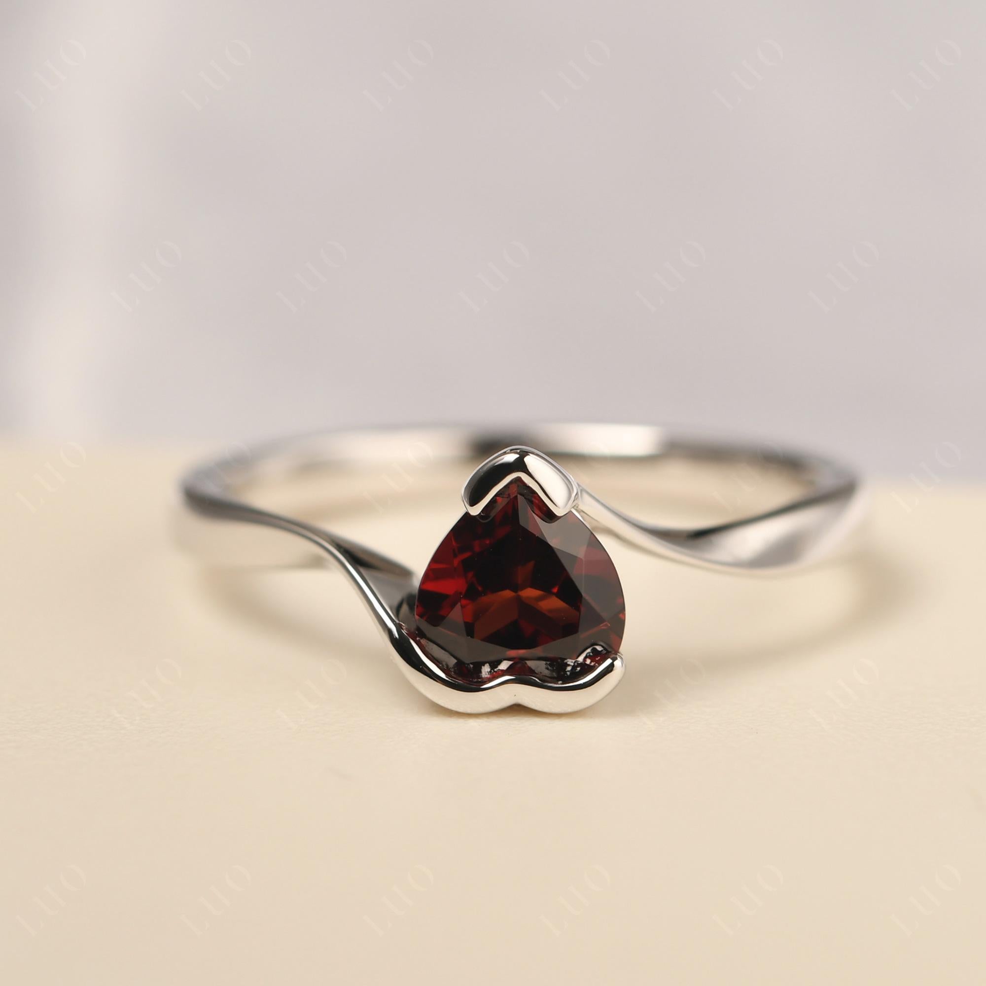 Heart Garnet Solitaire Engagement Ring - LUO Jewelry