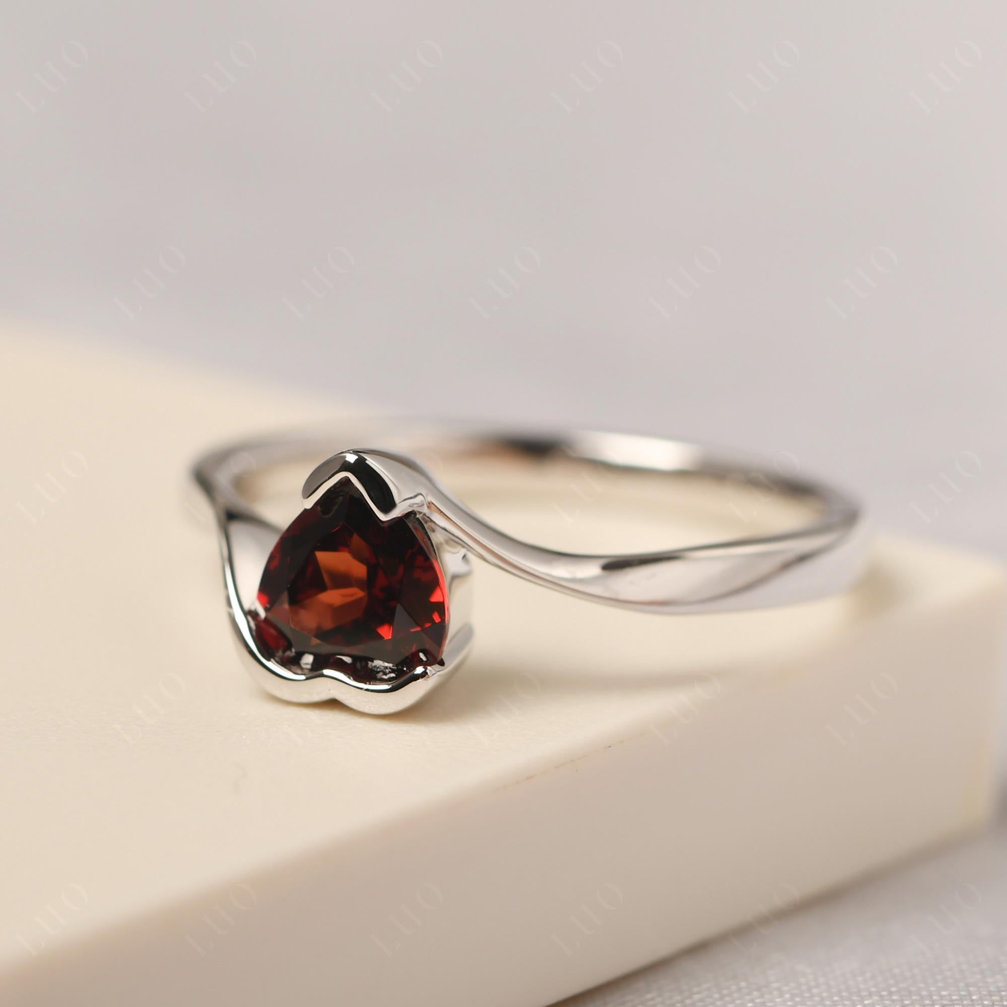 Heart Garnet Solitaire Engagement Ring - LUO Jewelry