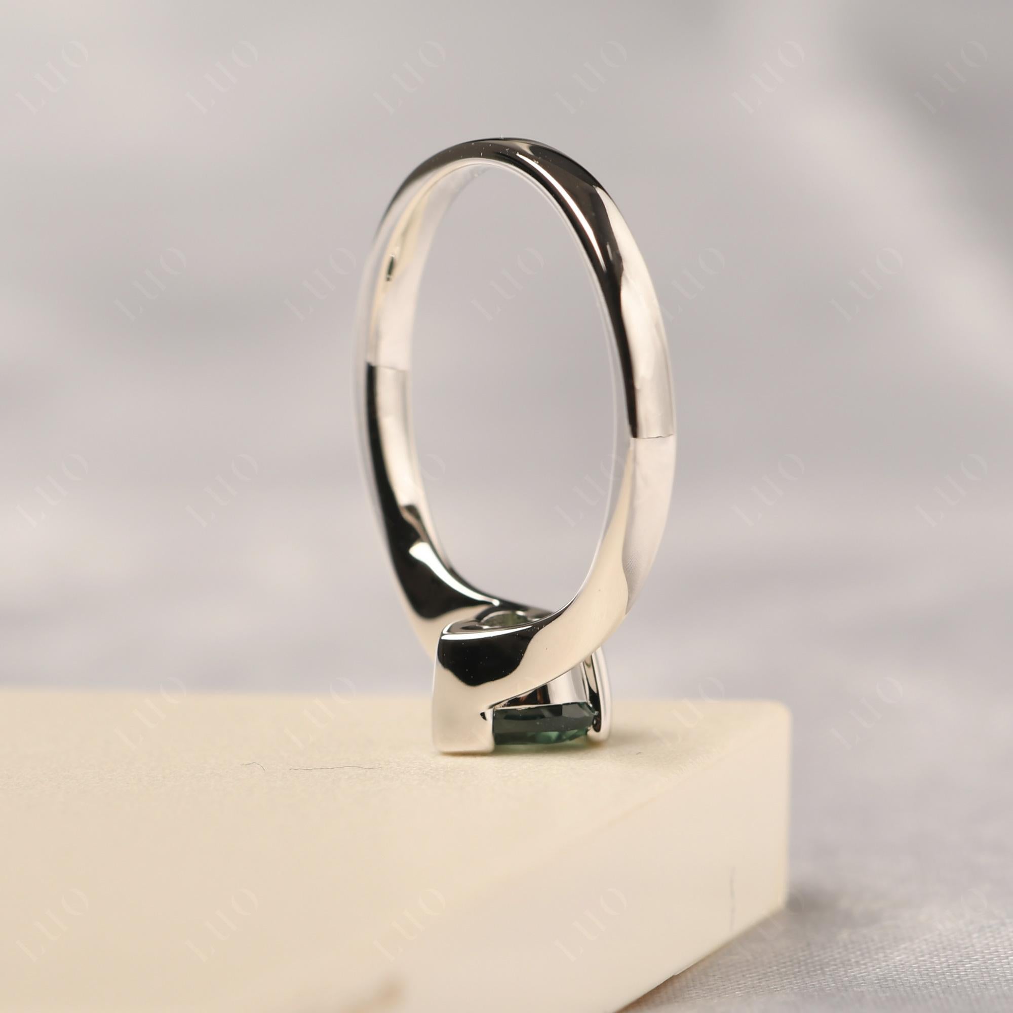 Heart Green Sapphire Solitaire Engagement Ring - LUO Jewelry