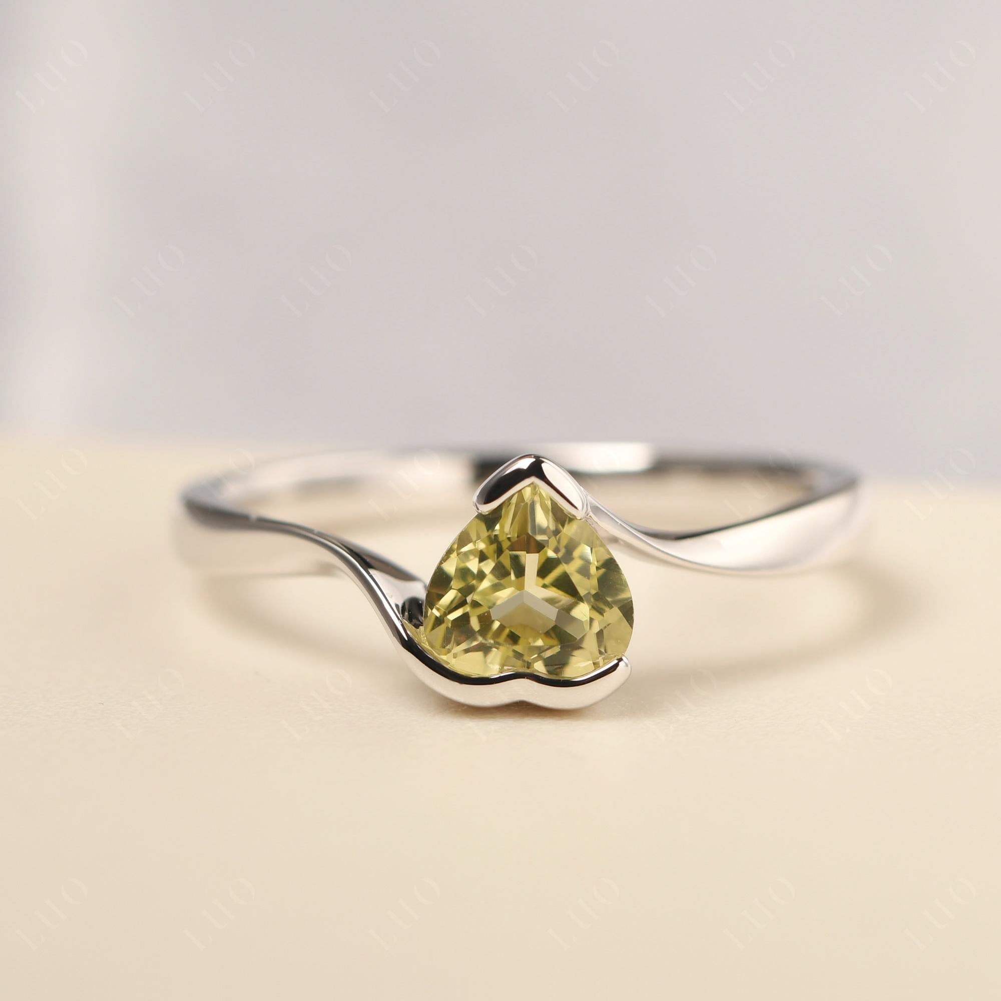 Heart Lemon Quartz Solitaire Engagement Ring - LUO Jewelry