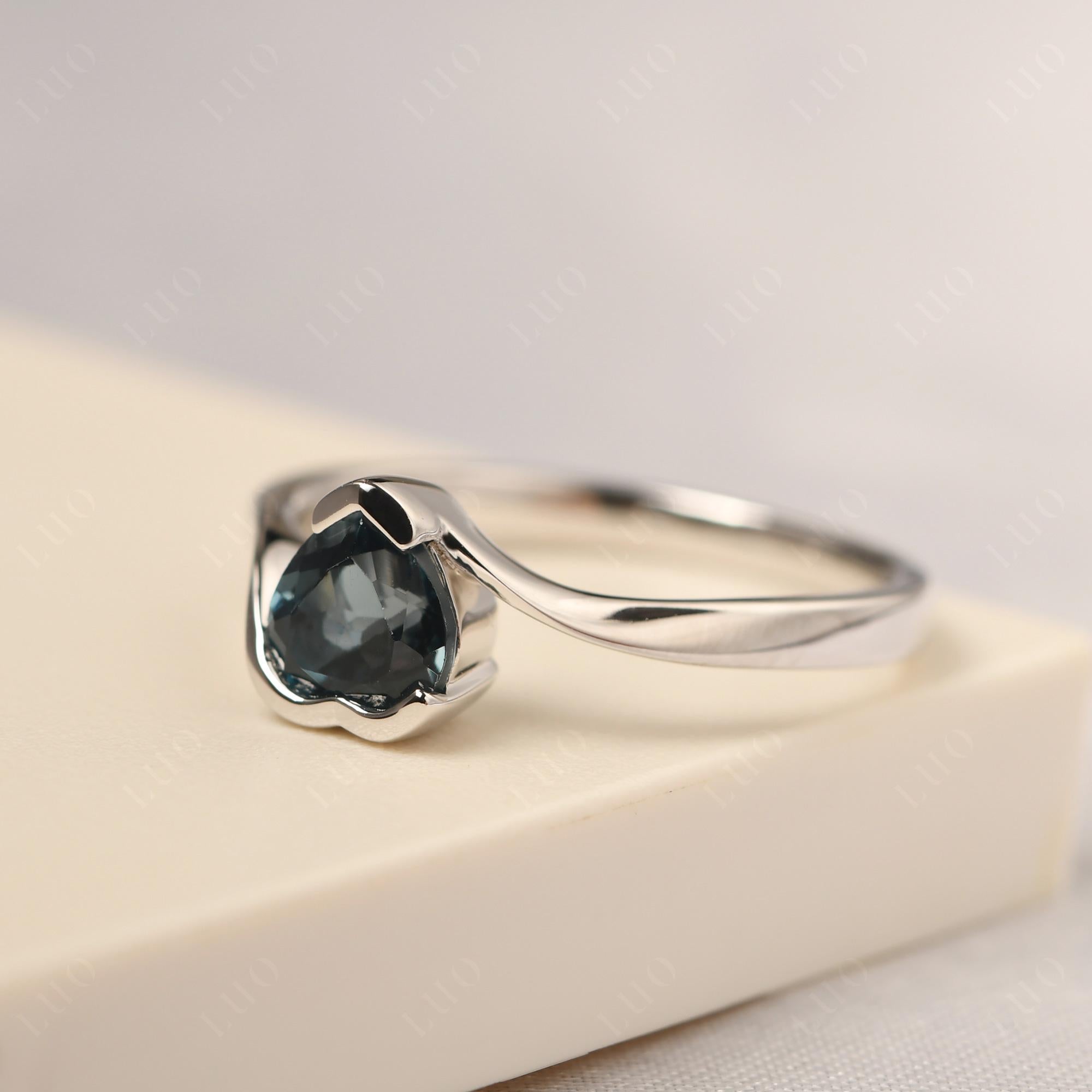 Heart London Blue Topaz Solitaire Engagement Ring - LUO Jewelry