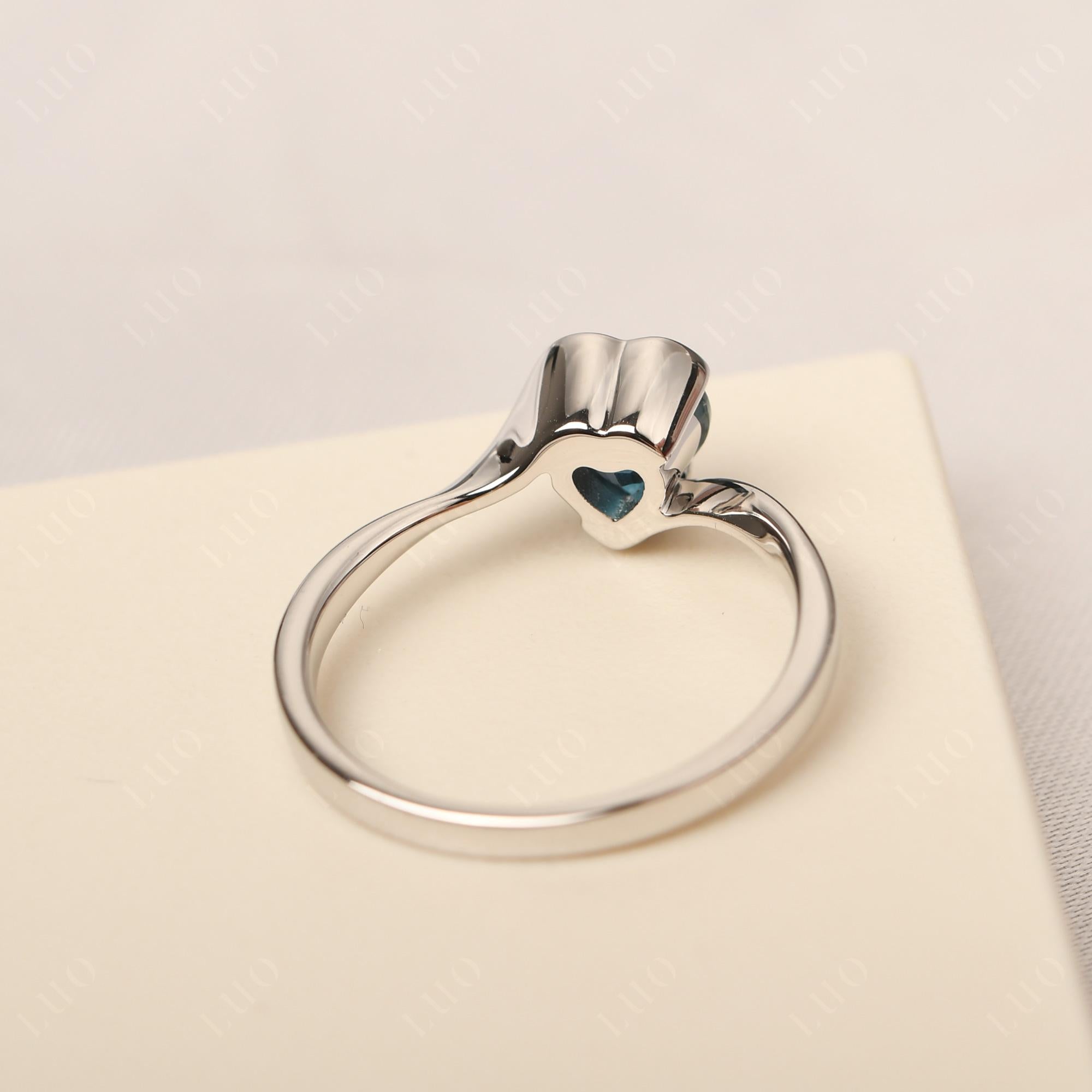 Heart London Blue Topaz Solitaire Engagement Ring - LUO Jewelry