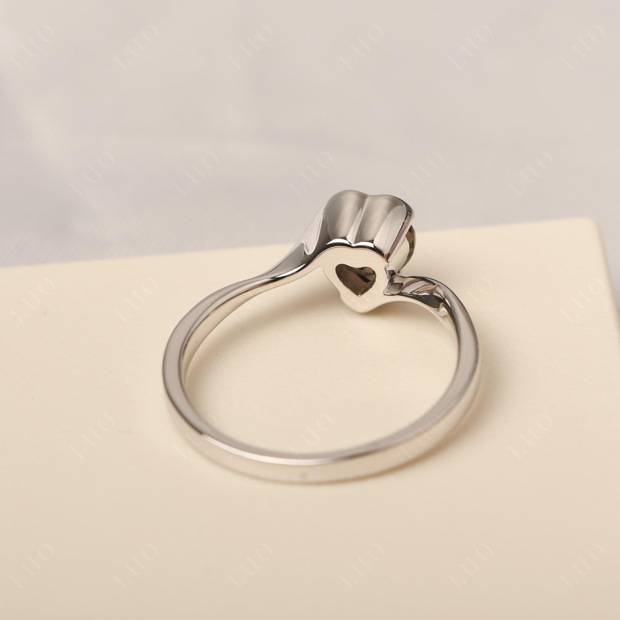 Heart Smoky Quartz Solitaire Engagement Ring - LUO Jewelry