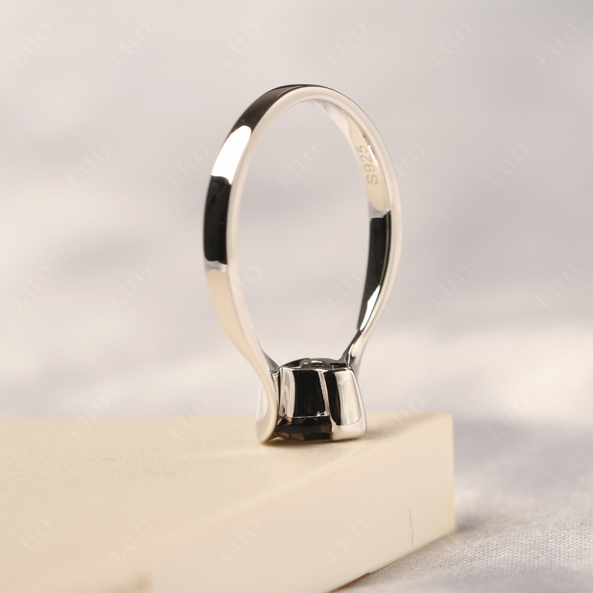 Heart Smoky Quartz Solitaire Engagement Ring - LUO Jewelry