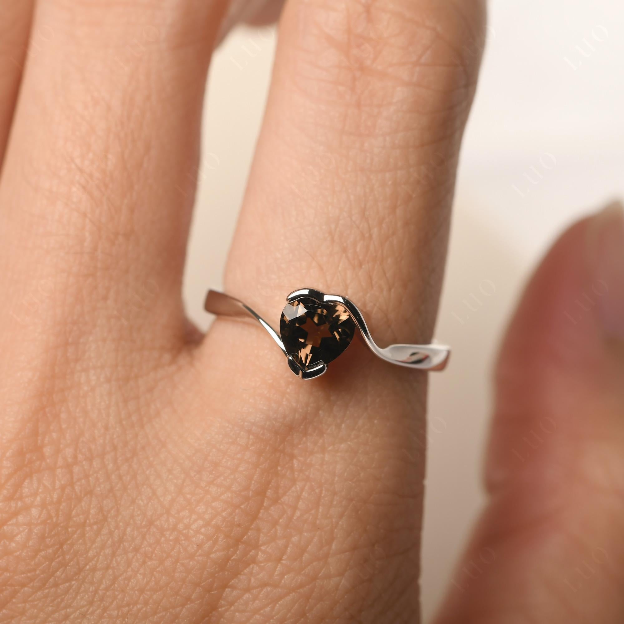 Heart Smoky Quartz Solitaire Engagement Ring - LUO Jewelry