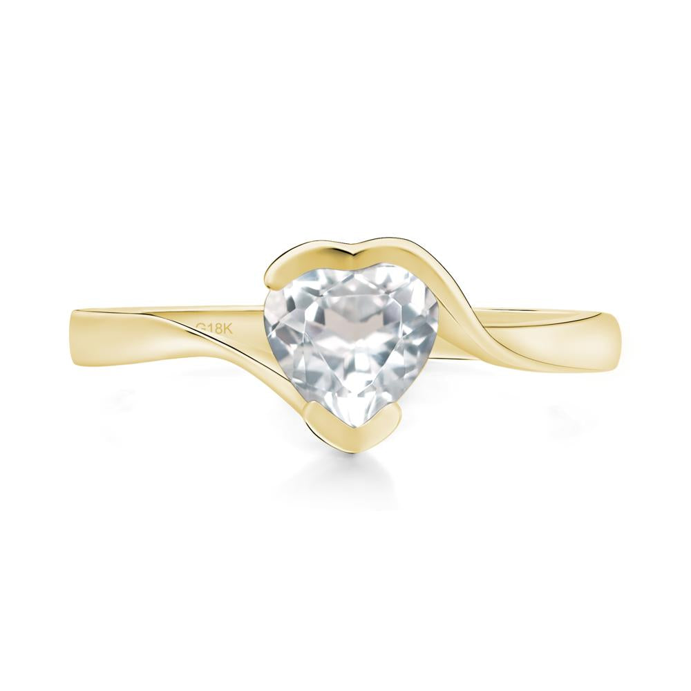 Heart White Topaz Solitaire Engagement Ring - LUO Jewelry #metal_18k yellow gold