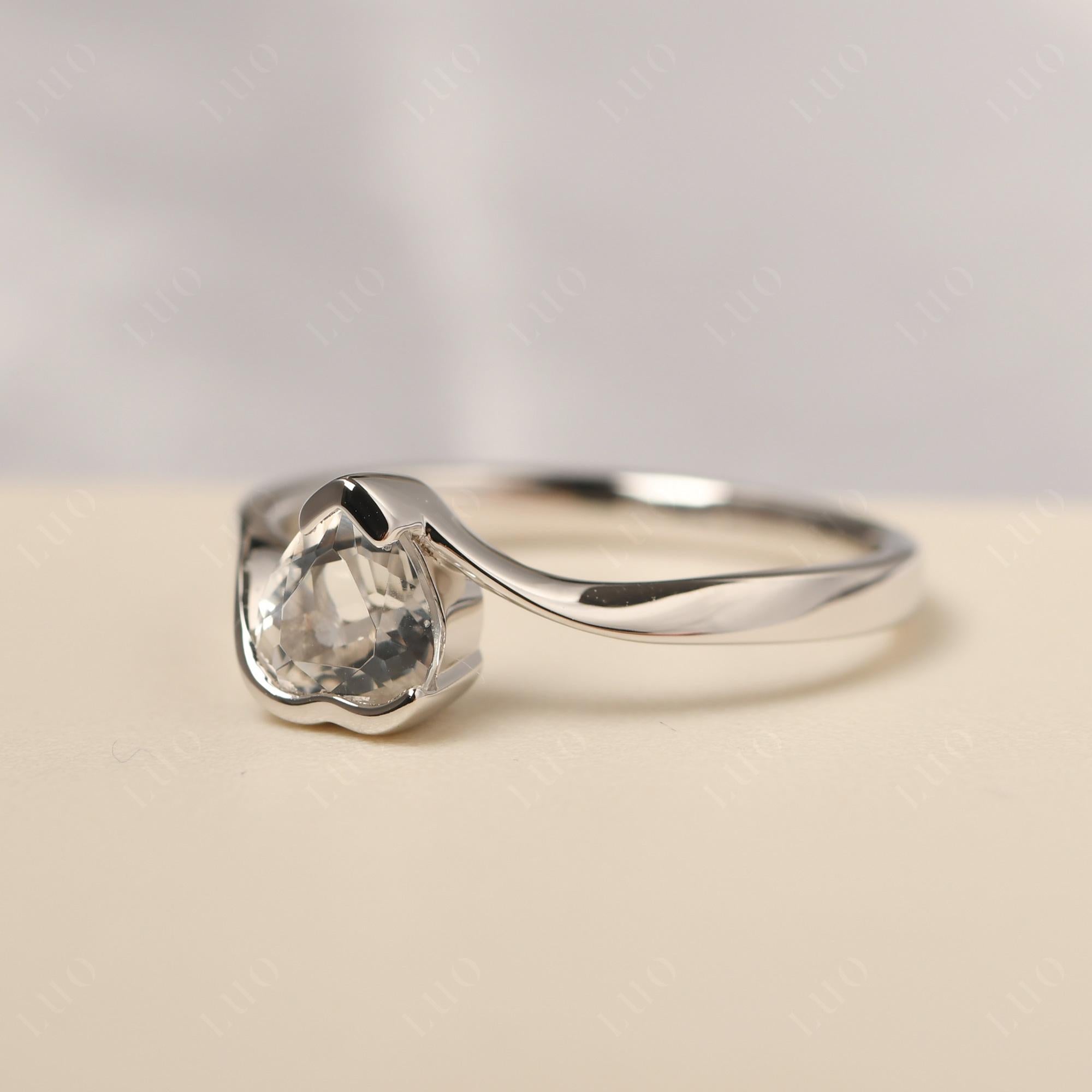 Heart White Topaz Solitaire Engagement Ring - LUO Jewelry