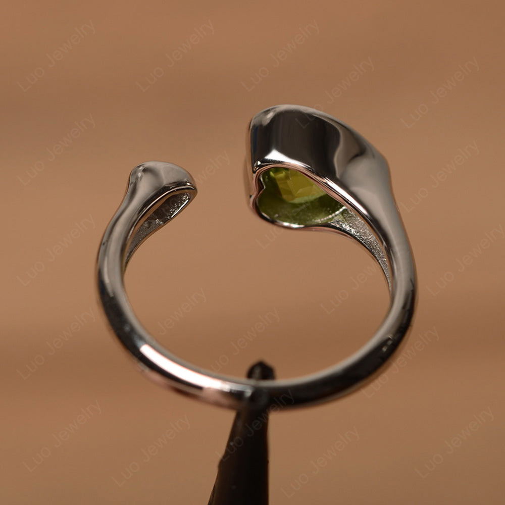Heart Shaped Peridot Engagement Open Ring - LUO Jewelry