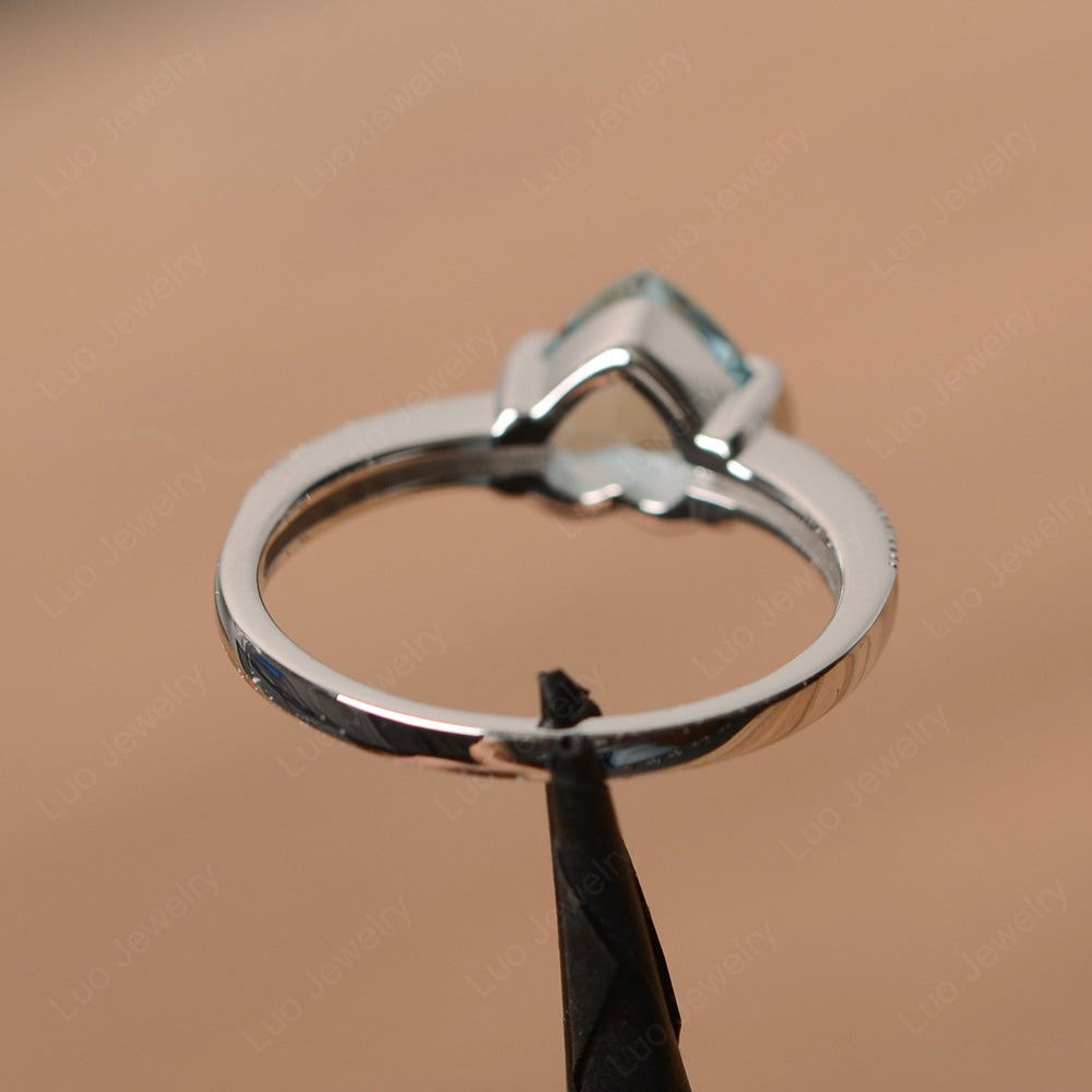 Hear Aquamarine Half Bezel Set Engagement Ring - LUO Jewelry