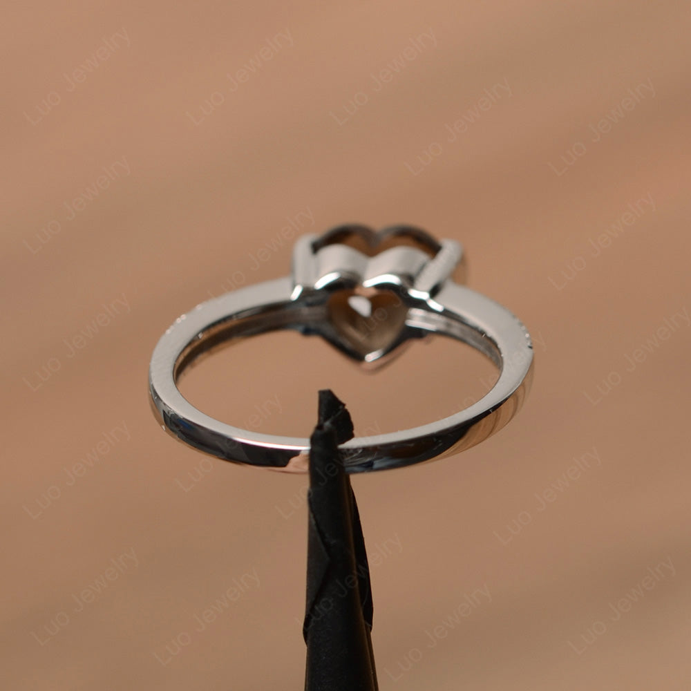 Hear Smoky Quartz Half Bezel Set Engagement Ring - LUO Jewelry