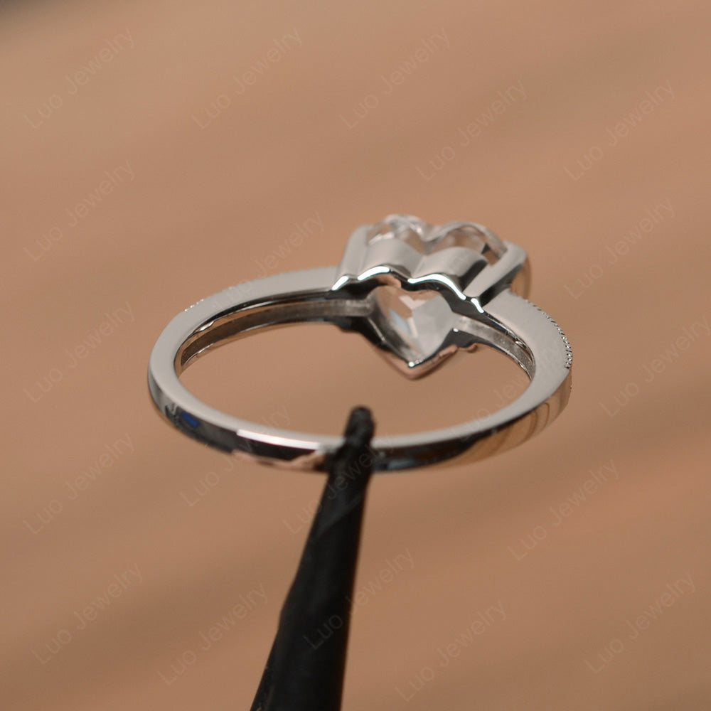 Hear White Topaz Half Bezel Set Engagement Ring - LUO Jewelry