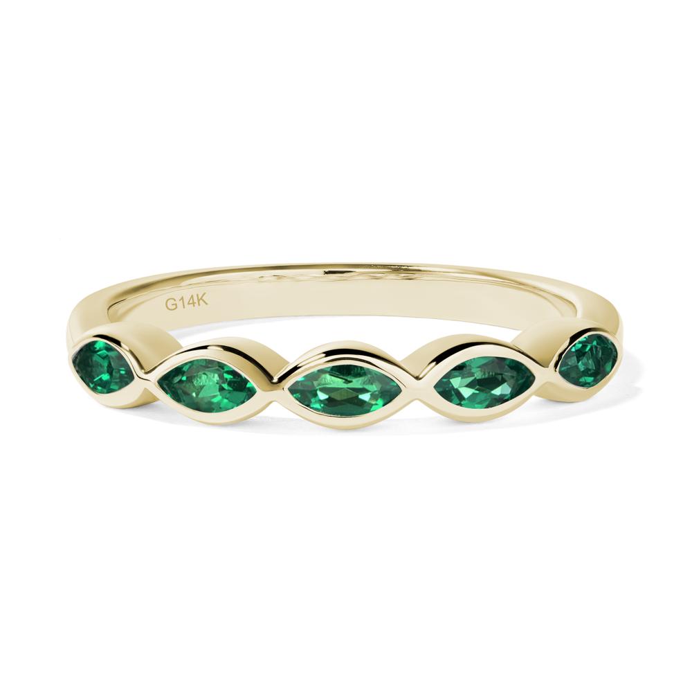 5 Stone Emerald Marquise Eternity Ring - LUO Jewelry #metal_14k yellow gold