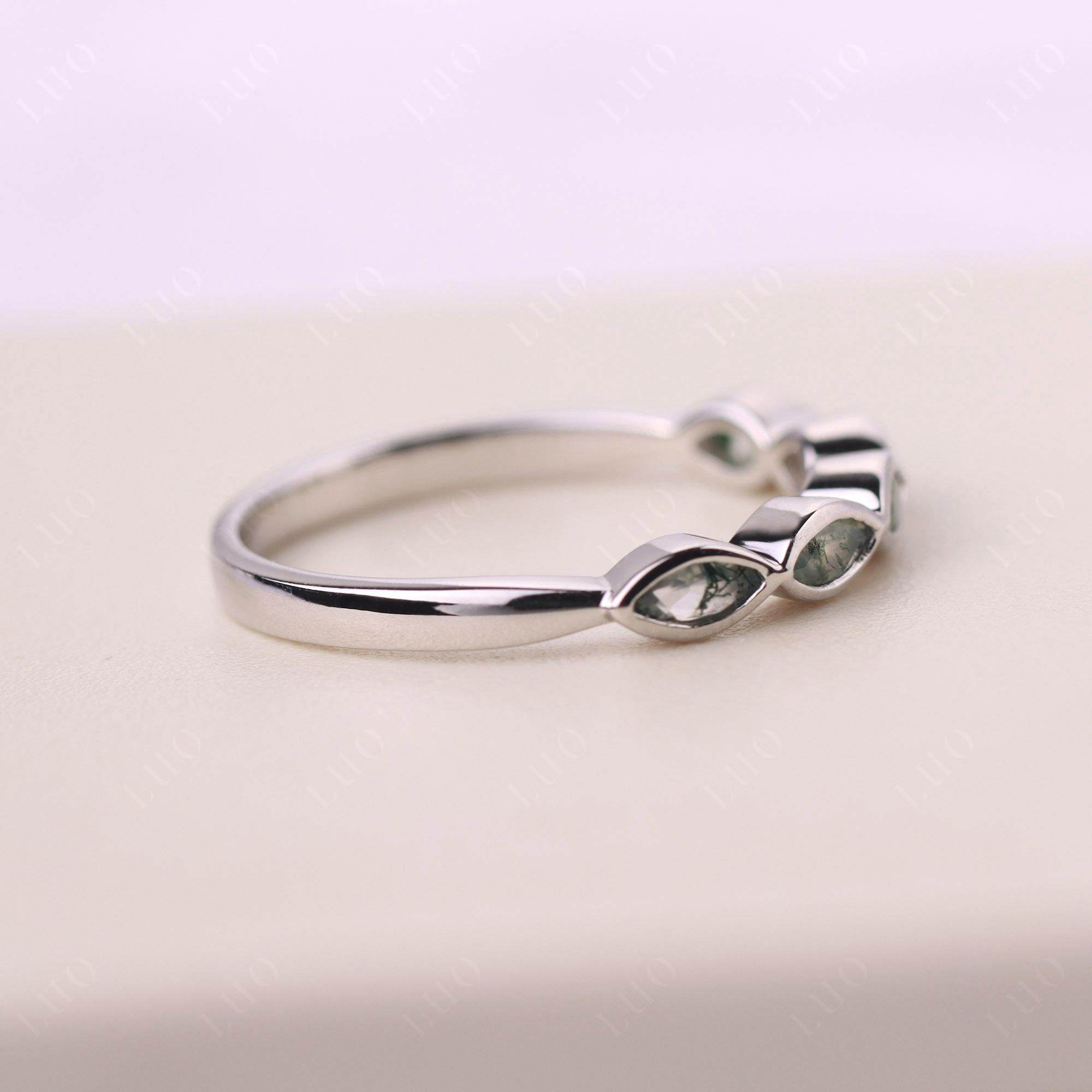 5 Stone Moss Agate Marquise Eternity Ring - LUO Jewelry