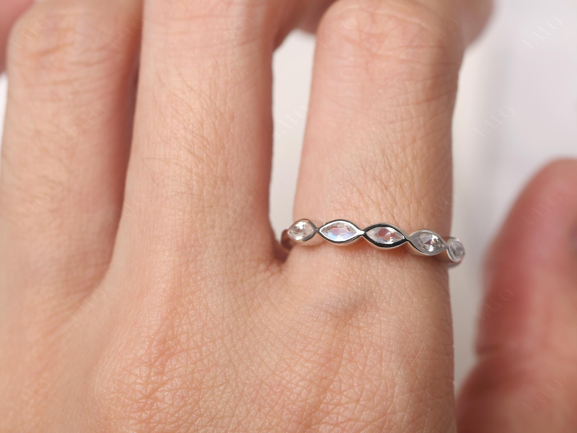 5 Stone Moonstone Marquise Eternity Ring - LUO Jewelry
