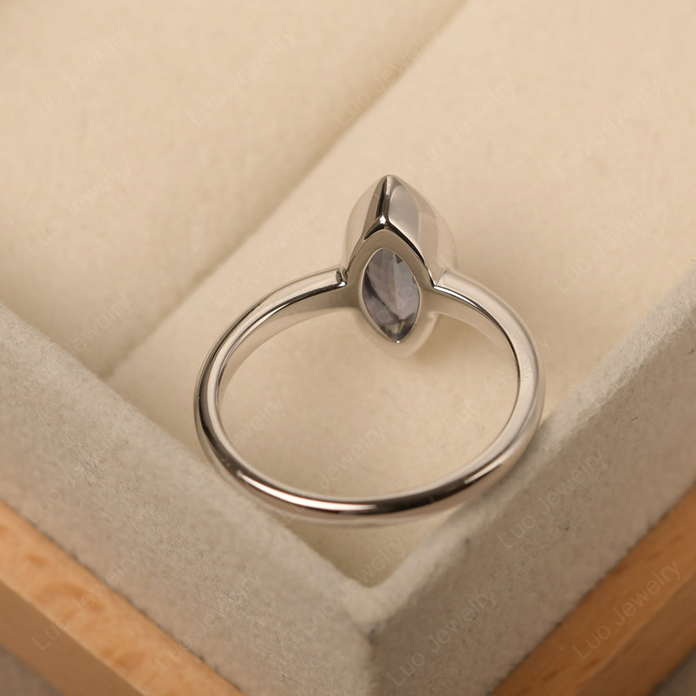 Marquise Cut Alexandrite Bezel Set Engagement Ring - LUO Jewelry