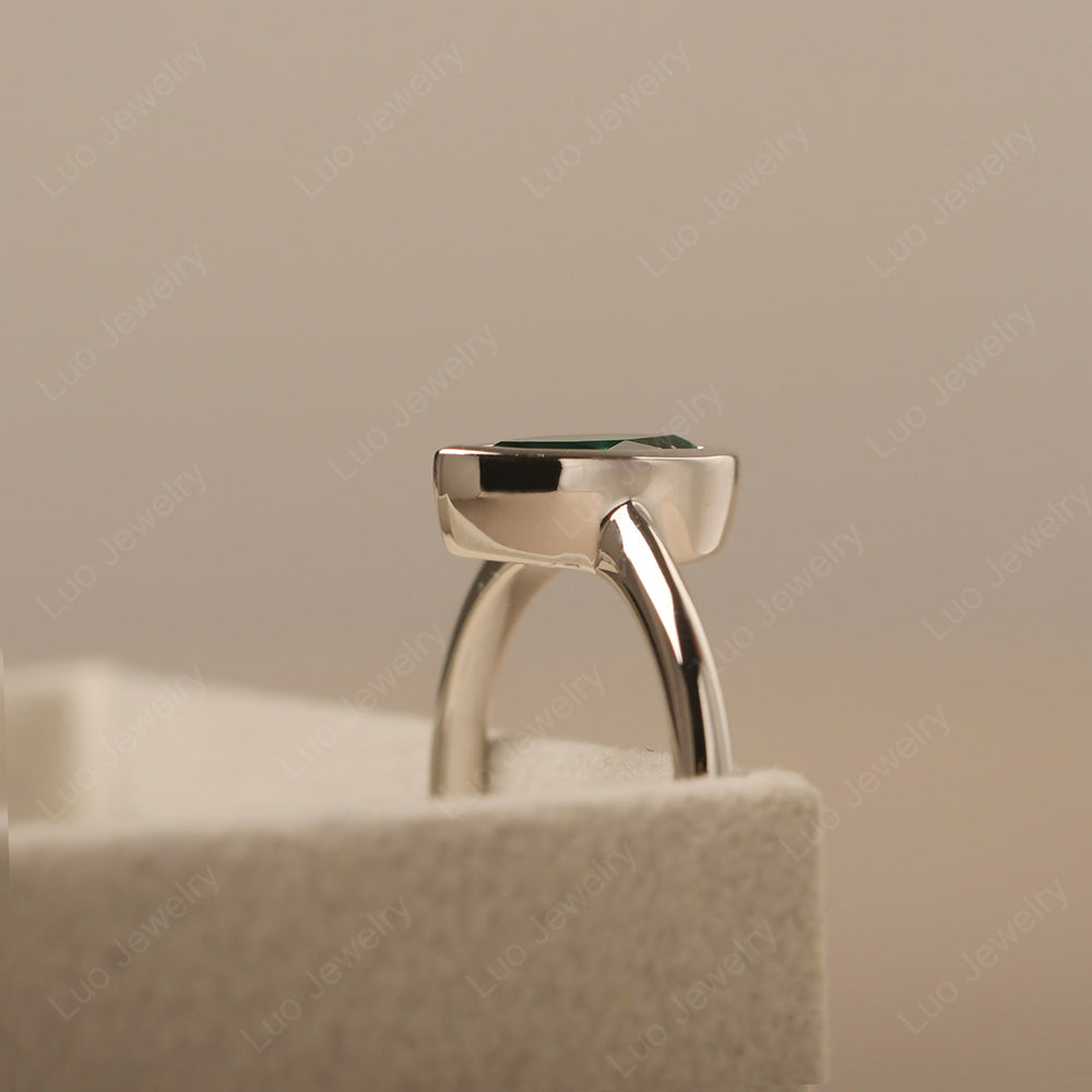 Marquise Cut Emerald Bezel Set Engagement Ring - LUO Jewelry