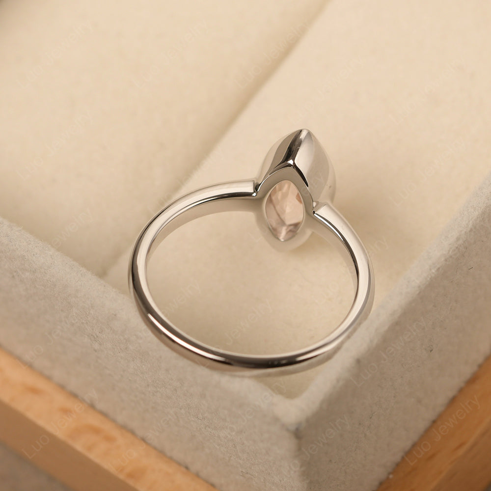 Marquise Cut Morganite Bezel Set Engagement Ring - LUO Jewelry