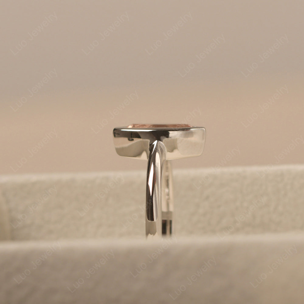 Marquise Cut Morganite Bezel Set Engagement Ring - LUO Jewelry