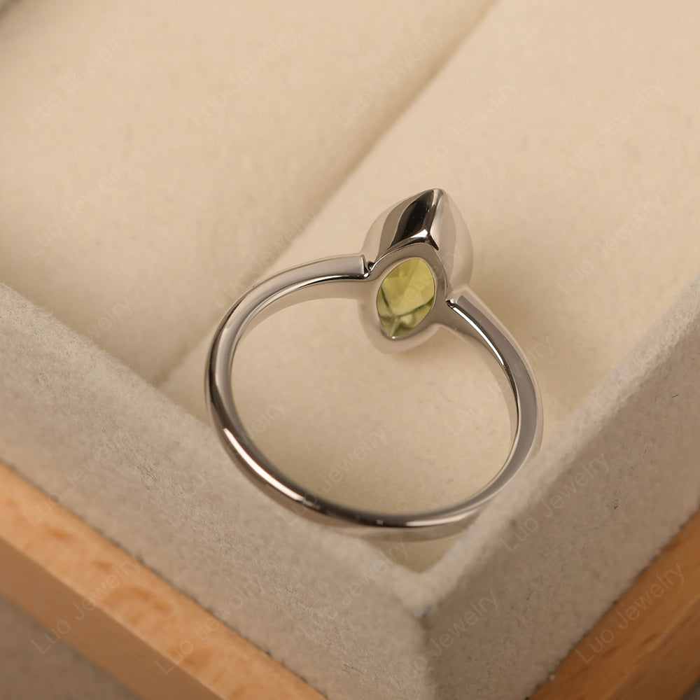 Marquise Cut Peridot Bezel Set Engagement Ring - LUO Jewelry
