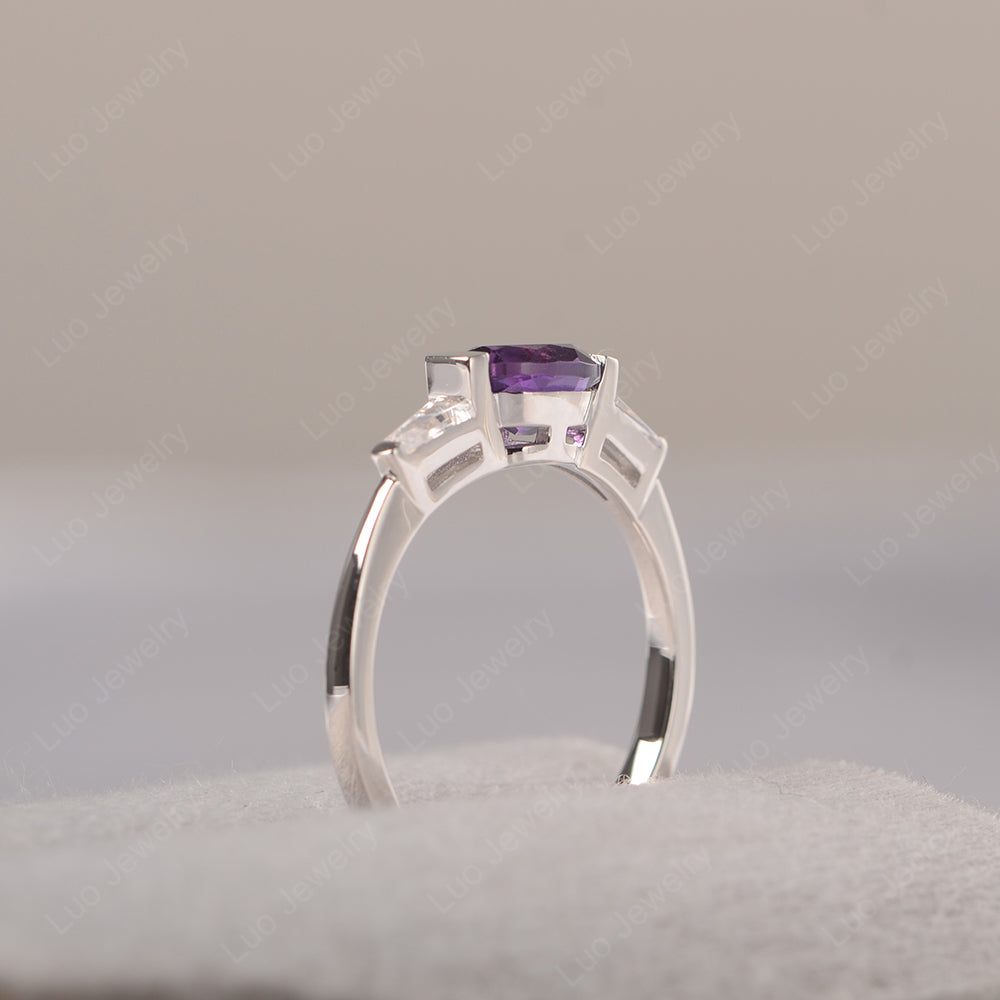 Oval Cut Amethyst East West Engagement Ring - LUO Jewelry