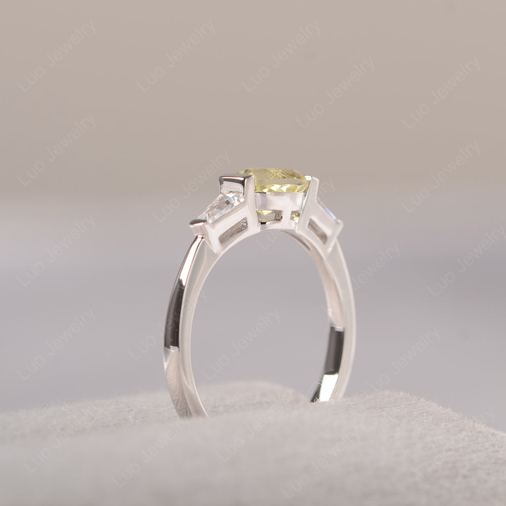 Oval Cut Lemon Quartz East West Engagement Ring - LUO Jewelry