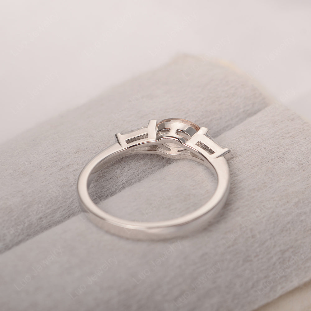 Oval Cut Morganite East West Engagement Ring - LUO Jewelry