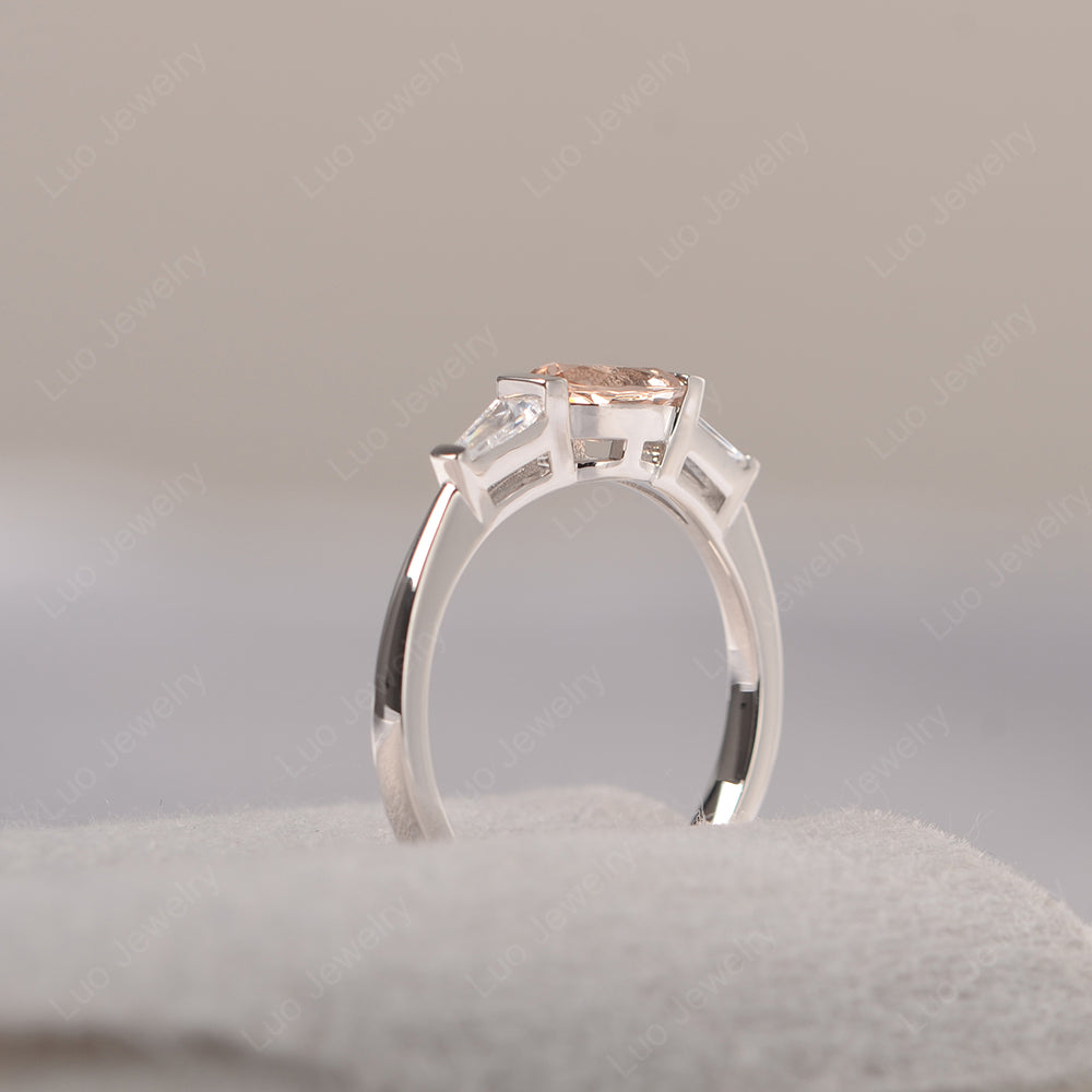 Oval Cut Morganite East West Engagement Ring - LUO Jewelry