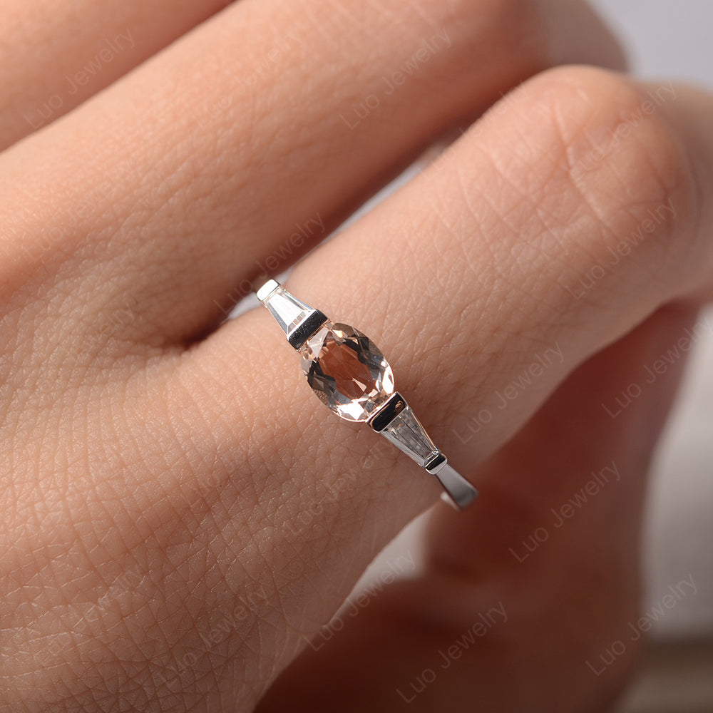 Oval Cut Morganite East West Engagement Ring - LUO Jewelry