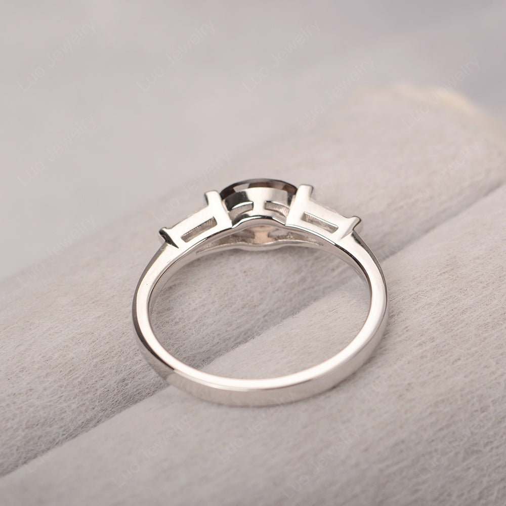 Oval Cut Smoky Quartz East West Engagement Ring - LUO Jewelry