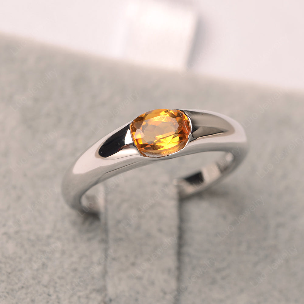 Citrine Ring East West Bezel Set Engagement Ring - LUO Jewelry
