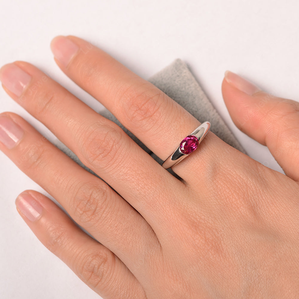 Ruby Ring East West Bezel Set Engagement Ring - LUO Jewelry