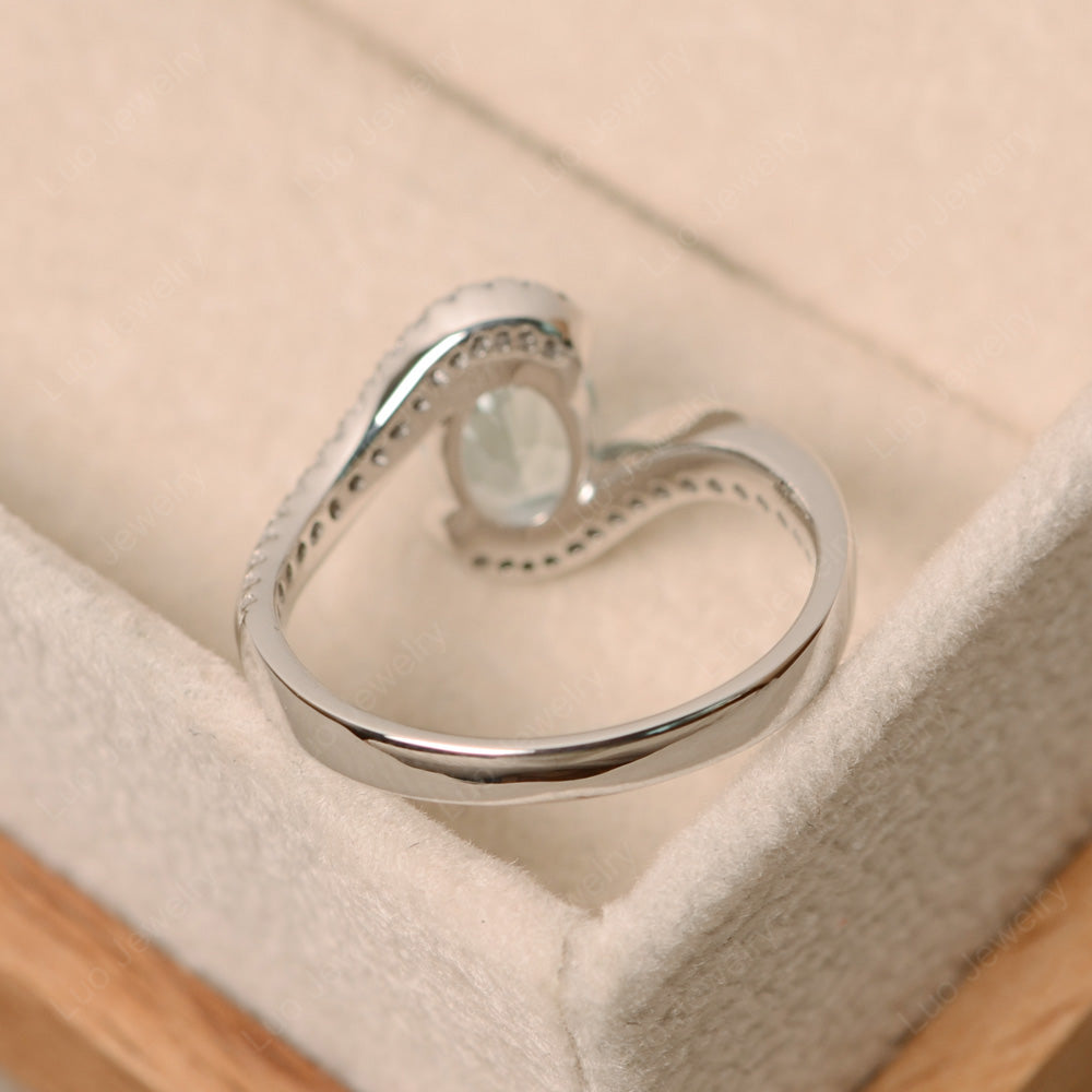 Oval Bezel Aquamarine Engagement Ring Silver - LUO Jewelry