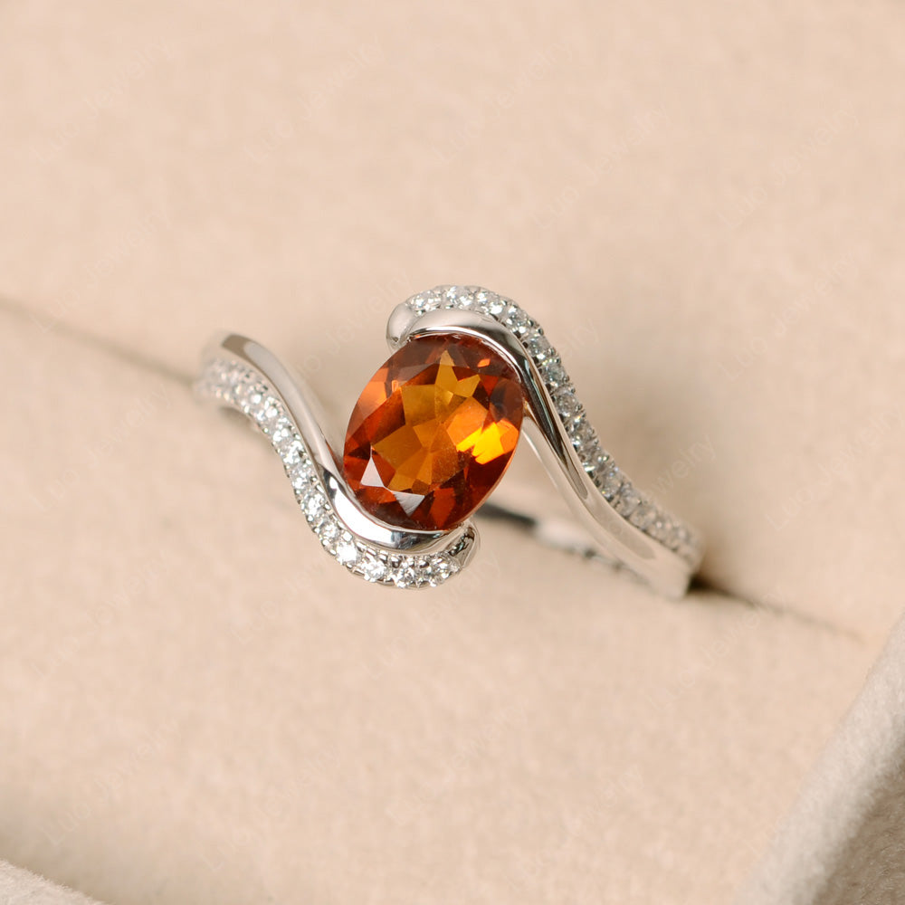 Oval Bezel Citrine Engagement Ring Silver - LUO Jewelry