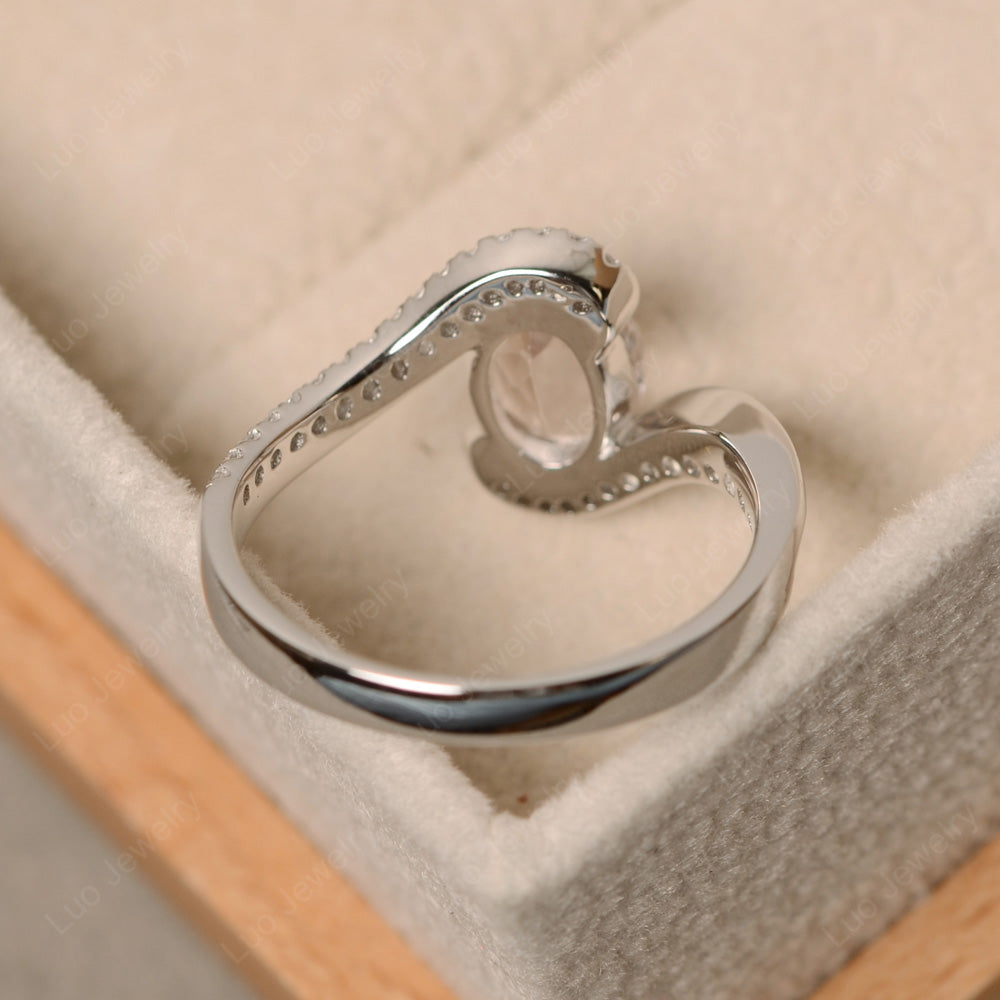 Oval Bezel Morganite Engagement Ring Silver - LUO Jewelry