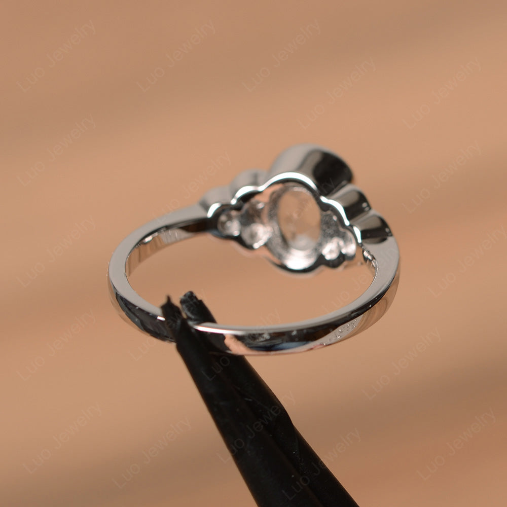 Oval Cut Bezel Set White Topaz Engagement Ring - LUO Jewelry