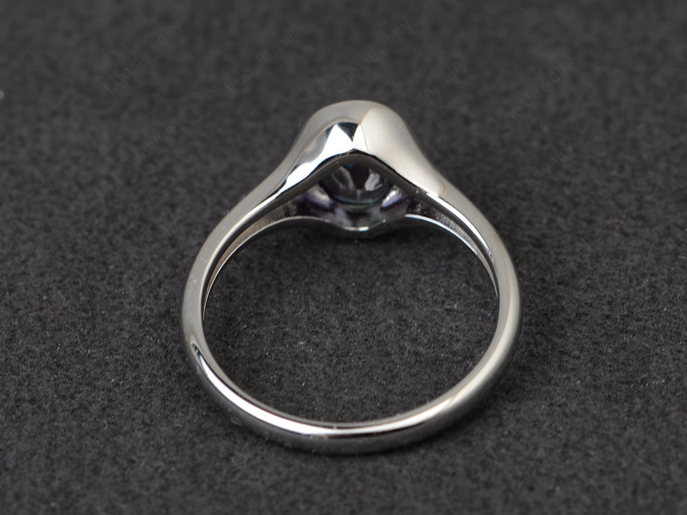 Simple Oval Bezel Set Alexandrite Ring White Gold - LUO Jewelry