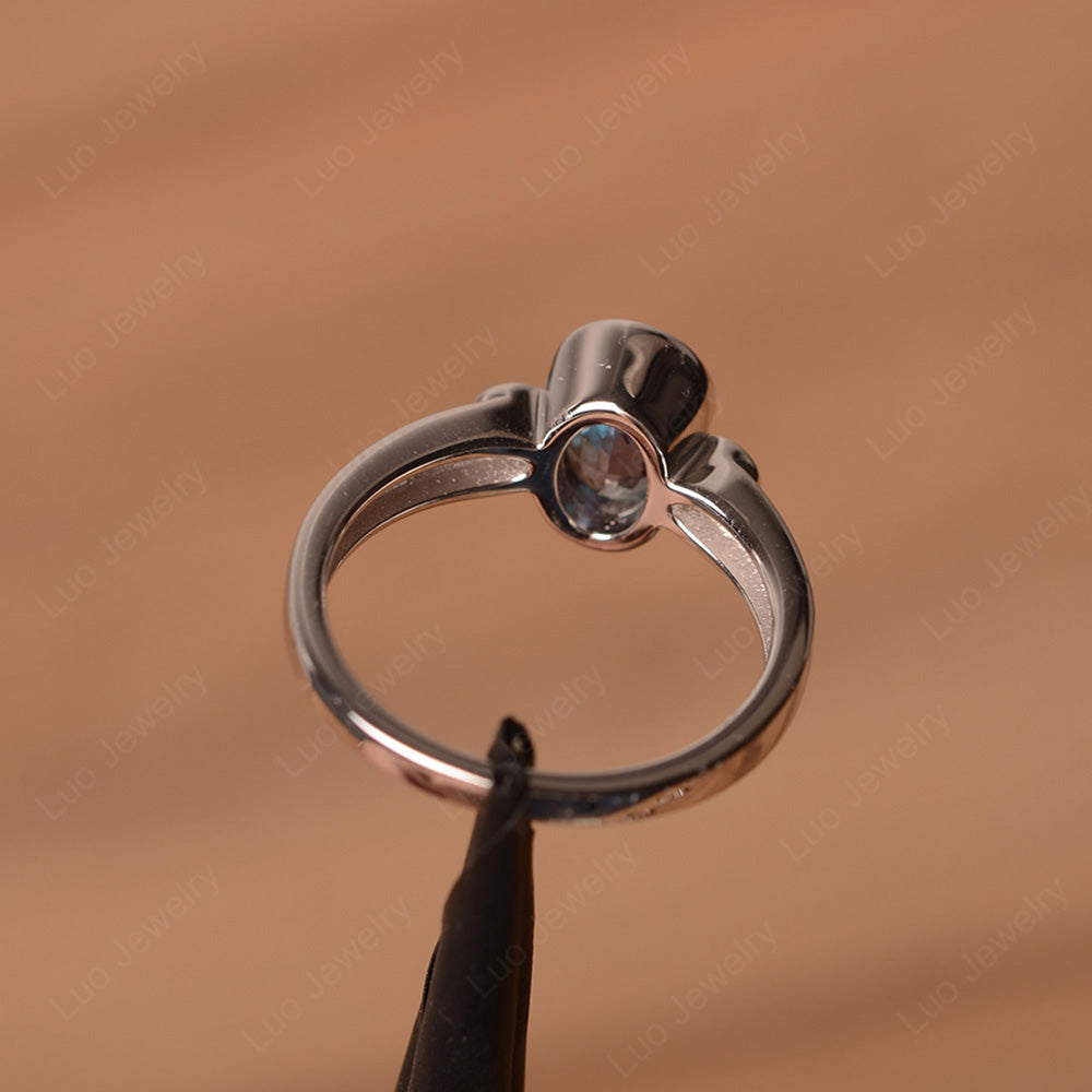 Vintage Alexandrite Ring Oval Bezel Set Ring - LUO Jewelry