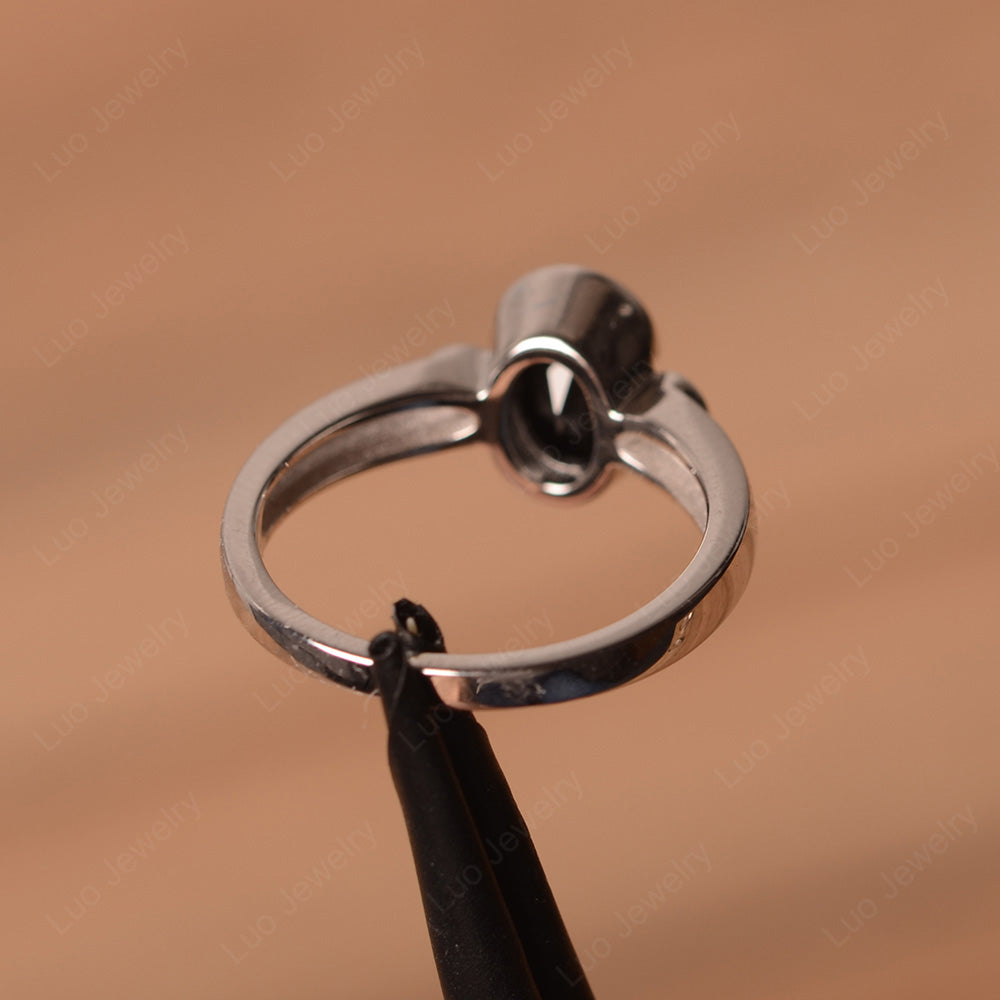 Vintage Black Spinel Ring Oval Bezel Set Ring - LUO Jewelry