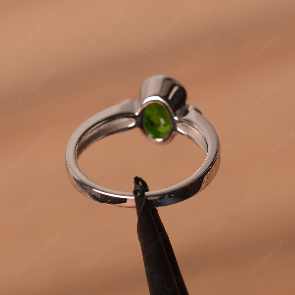 Vintage Diopside Ring Oval Bezel Set Ring - LUO Jewelry