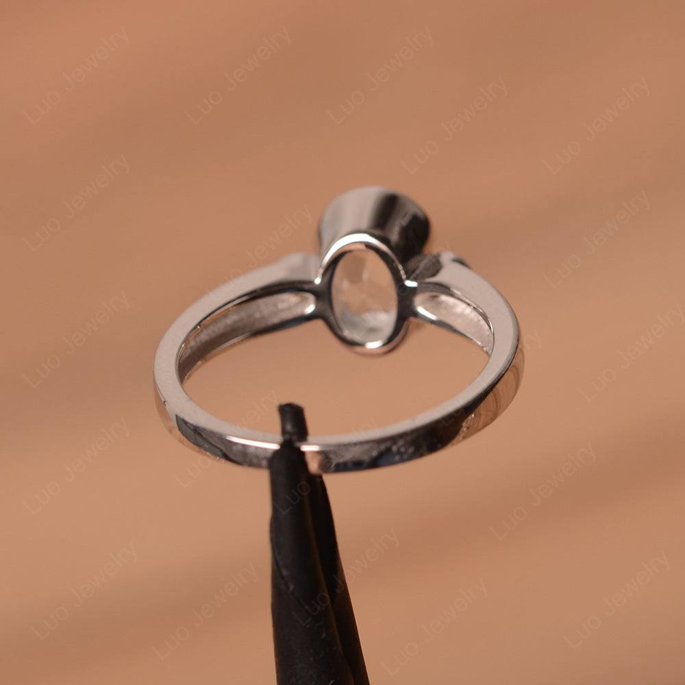 Vintage White Topaz Ring Oval Bezel Set Ring - LUO Jewelry