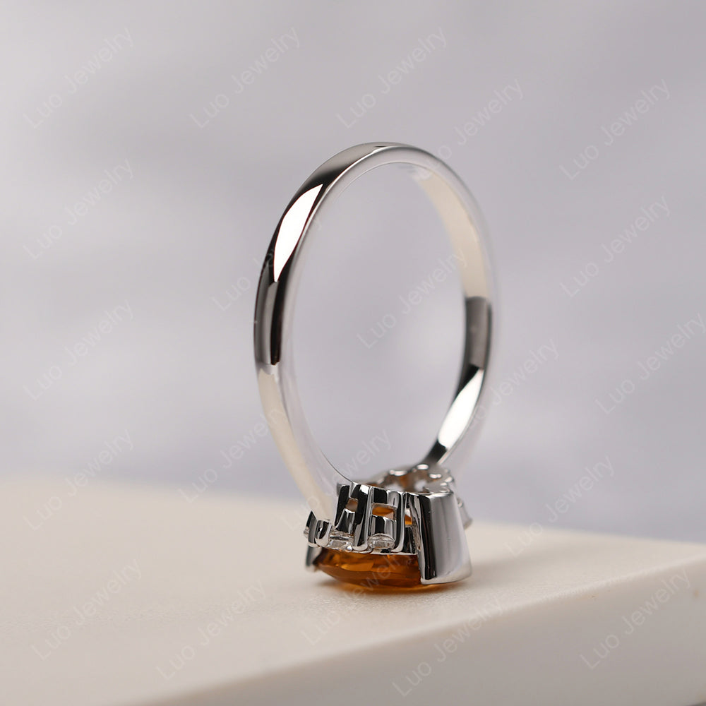 Oval Half Bezel Set Citrine Engagement Ring - LUO Jewelry